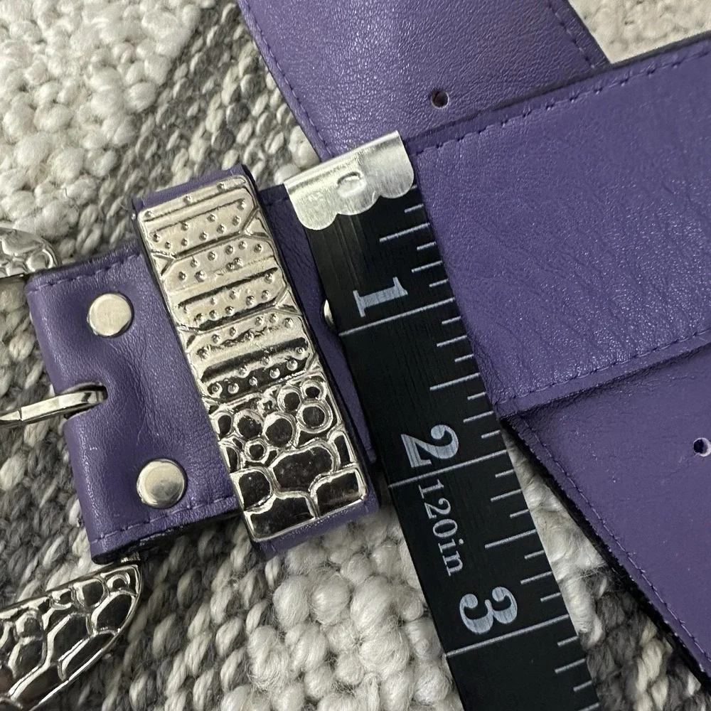 Streets Ahead Purple Belt Ornate Silver Tone Buckle Boho Western Women's Medium